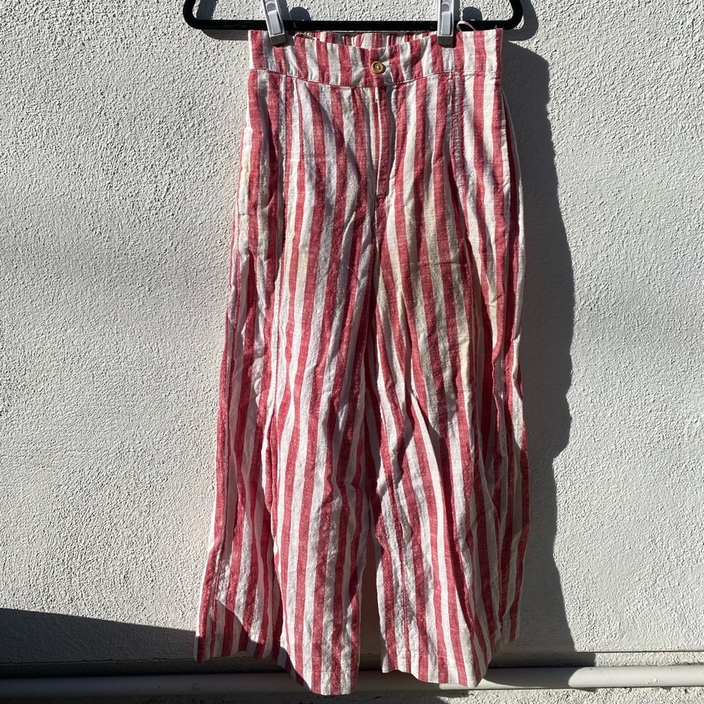 Urban Outfitters Linen Red Striped Pants